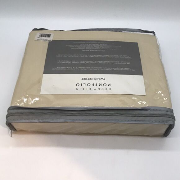 NEW Perry Ellis Portfolio Twin Sheet Set Tan Poly Microfiber Wrinkle Resistant - Picture 7 of 7